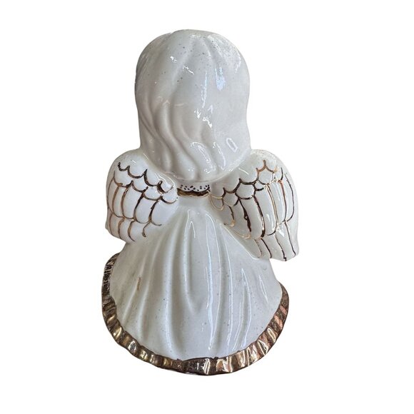 Vintage Ceramic White Praying Angel With Gold Trim Throughout GC - Picture 3 of 6